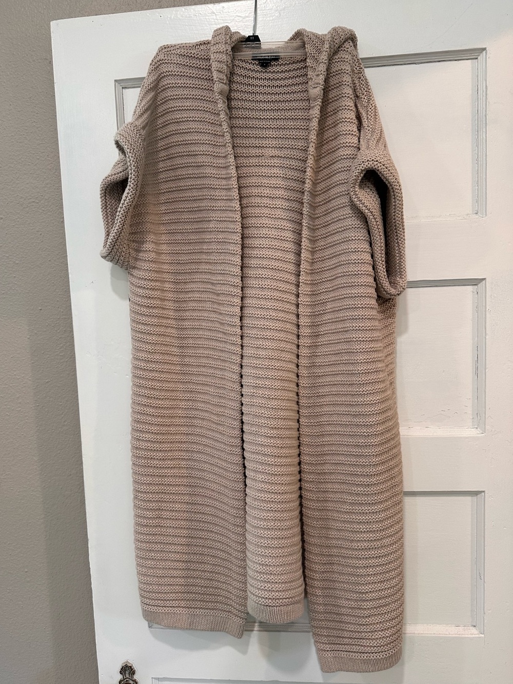 Hooded cable knit cardigan